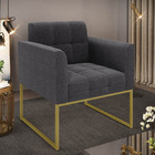 Poltrona Sala De Estar Industrial Dourado Elisa Bouclê D03 -