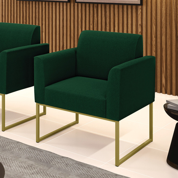 Poltrona Sala De Estar Industrial Dourado Marisa Bouclê D03 -