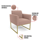 Poltrona Sala De Estar Industrial Dourado Marisa Bouclê D03 -