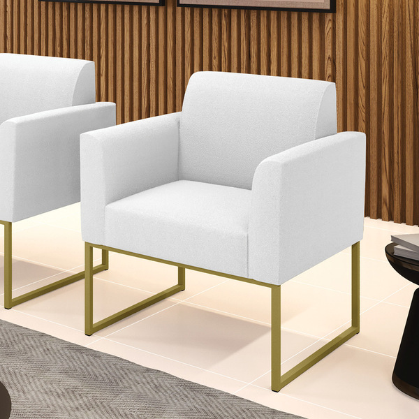 Poltrona Sala De Estar Industrial Dourado Marisa Bouclê D03 -