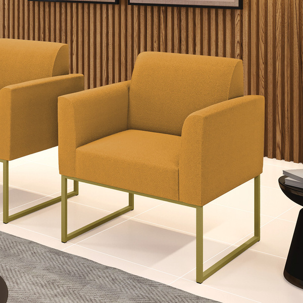 Poltrona Sala De Estar Industrial Dourado Marisa Bouclê Mosta