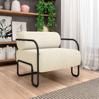 Poltrona Sala De Estar Industrial Preto Ameli Bouclê Bege K01