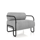 Poltrona Sala De Estar Industrial Preto Ameli Bouclê Cinza Cl