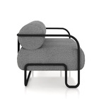 Poltrona Sala De Estar Industrial Preto Ameli Bouclê Cinza K0