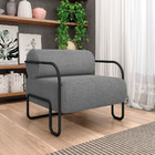 Poltrona Sala De Estar Industrial Preto Ameli Bouclê Cinza K0