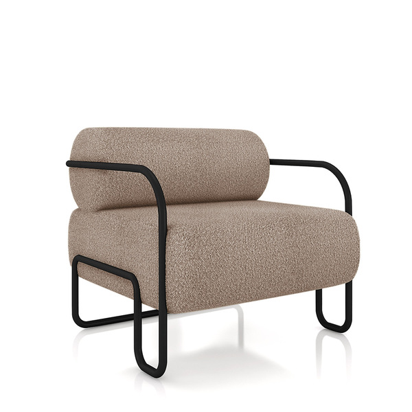 Poltrona Sala De Estar Industrial Preto Ameli Bouclê Creme K0