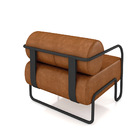 Poltrona Sala De Estar Industrial Preto Ameli Sintético Pu K0