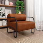 Poltrona Sala De Estar Industrial Preto Ameli Sintético Pu Ma