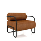 Poltrona Sala De Estar Industrial Preto Ameli Sintético Pu No