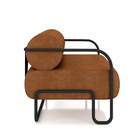 Poltrona Sala De Estar Industrial Preto Ameli Sintético Pu No