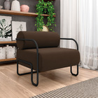 Poltrona Sala De Estar Industrial Preto Ameli Veludo K01 - D'