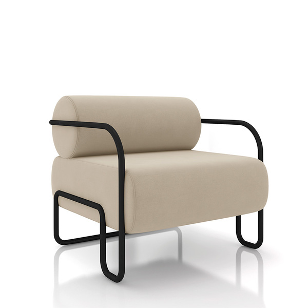 Poltrona Sala De Estar Industrial Preto Ameli Veludo K01 - D'