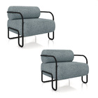 Poltrona Sala De Estar Industrial Preto Kit 2 Ameli Bouclê K0