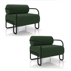 Poltrona Sala De Estar Industrial Preto Kit 2 Ameli Veludo K0