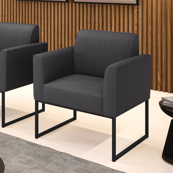 Poltrona Sala De Estar Industrial Preto Marisa Bouclê Grafite