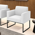 Poltrona Sala De Estar Industrial Preto Marisa Bouclê Off Whi