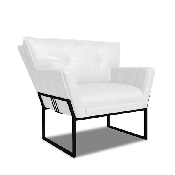 Poltrona Sala De Estar Industrial Pto Anitta Sintético Pu D03