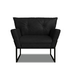 Poltrona Sala De Estar Industrial Pto Anitta Sintético Pu Pre