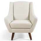 Poltrona Sala De Estar Juliet Pés De Madeira Veludo Bege