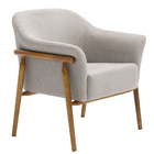 Poltrona Sala De Estar Luna Base Madeira Castanho Suede Trama