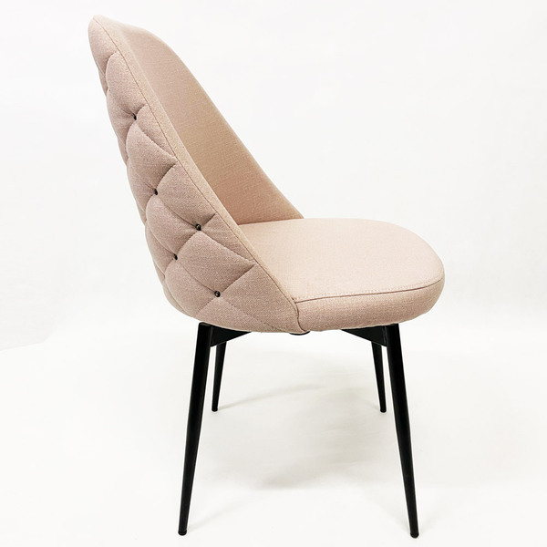 Poltrona Sala De Estar Maria Linho Rosé Base Aço Cor Preta Gi