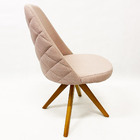 Poltrona Sala De Estar Maria Linho Rosé Base Madeira Giratóri