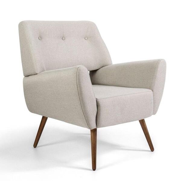 Poltrona Sala De Estar Melli Pés Palito Bege