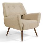 Poltrona Sala De Estar Melli Pés Palito Linho Bege Escuro