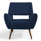 Poltrona Sala De Estar Melli Pés Palito Veludo Azul Marinho