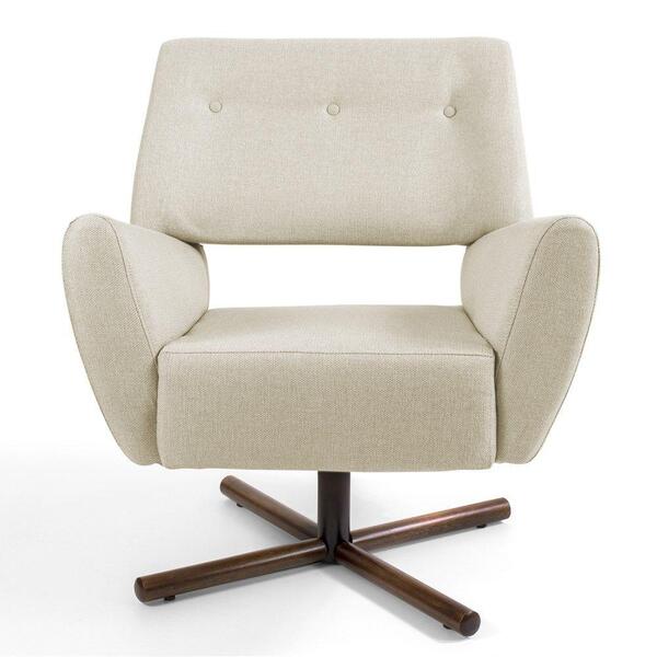 Poltrona Sala De Estar Melli Veludo Bege