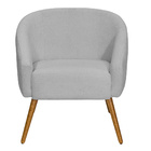Poltrona Sala De Estar Mona Pés Palito Castanho Bouclé Cinza