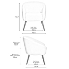 Poltrona Sala De Estar Mona Pés Palito Castanho Bouclé Off Wh