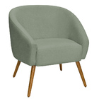 Poltrona Sala De Estar Mona Pés Palito Castanho Bouclé Verde