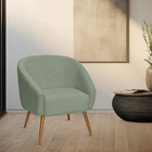 Poltrona Sala De Estar Mona Pés Palito Castanho Bouclé Verde