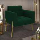 Poltrona Sala De Estar Pé De Ferro Dourado Elisa Bouclê D03 -