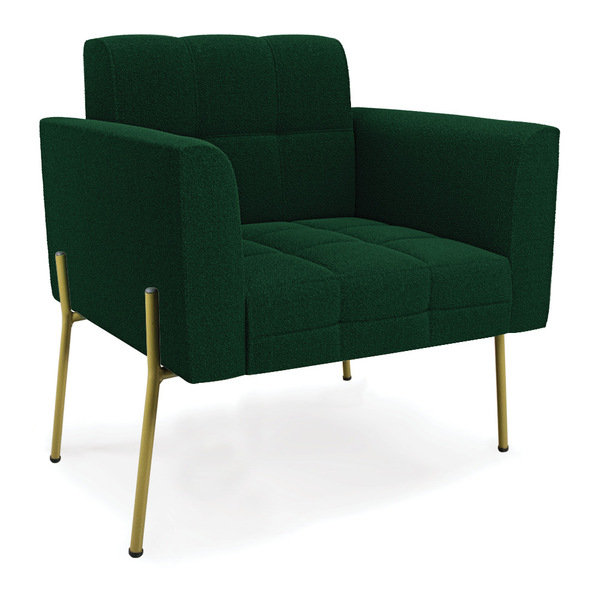 Poltrona Sala De Estar Pé De Ferro Dourado Elisa Bouclê D03 -