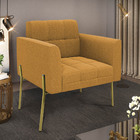 Poltrona Sala De Estar Pé De Ferro Dourado Elisa Bouclê D03 -