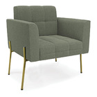 Poltrona Sala De Estar Pé De Ferro Dourado Elisa Bouclê D03 -