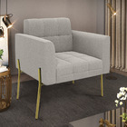 Poltrona Sala De Estar Pé De Ferro Dourado Elisa Bouclê D03 -