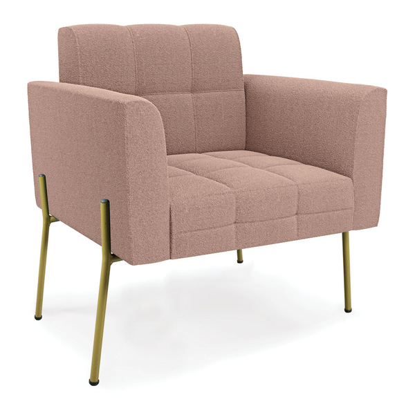 Poltrona Sala De Estar Pé De Ferro Dourado Elisa Bouclê D03 -