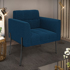 Poltrona Sala De Estar Pé De Ferro Preto Elisa Bouclê Azul D0