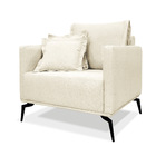 Poltrona Sala De Estar Pé De Ferro Preto Rafaela Linho Natura