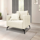 Poltrona Sala De Estar Pé De Ferro Preto Rafaela Linho S04 -