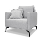 Poltrona Sala De Estar Pé De Ferro Preto Rafaela Linho S04 -