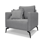 Poltrona Sala De Estar Pé De Ferro Preto Rafaela Linho S04 -