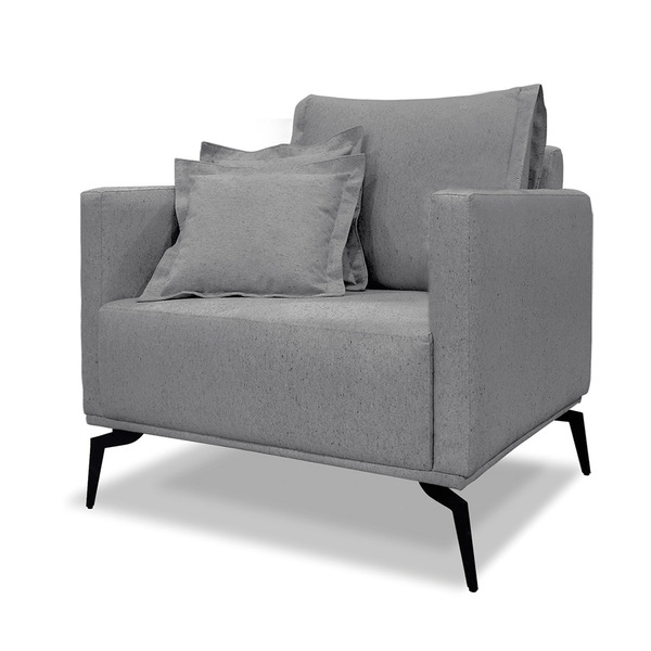 Poltrona Sala De Estar Pé De Ferro Preto Rafaela Linho S04 -