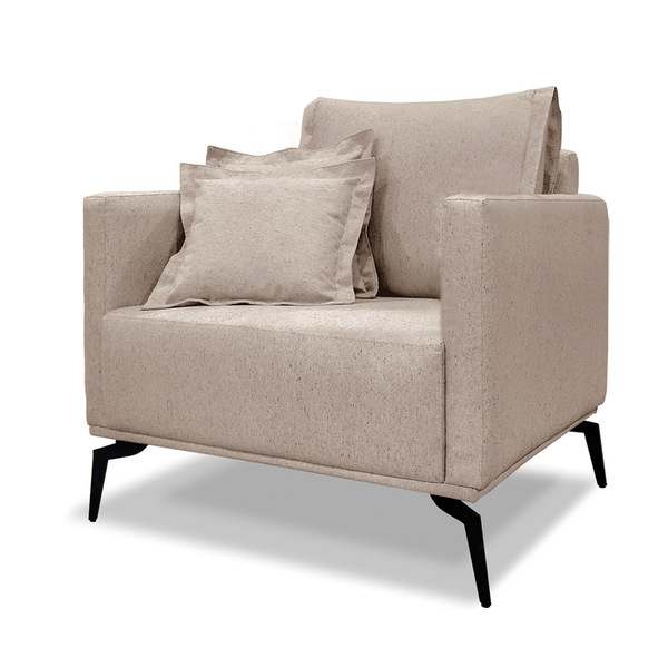 Poltrona Sala De Estar Pé De Ferro Preto Rafaela Linho S04 -