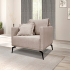 Poltrona Sala De Estar Pé De Ferro Preto Rafaela Linho S04 -