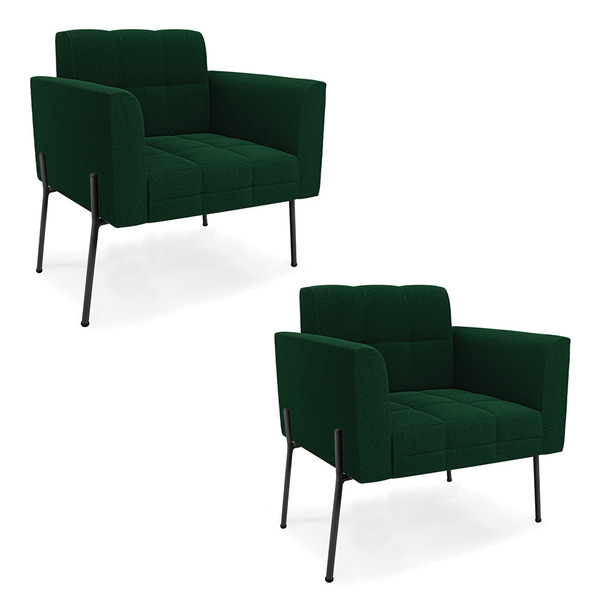 Poltrona Sala De Estar Pé De Ferro Pto Kit 2 Elisa Bouclê D03