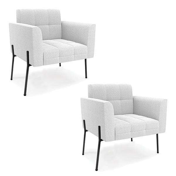 Poltrona Sala De Estar Pé De Ferro Pto Kit 2 Elisa Bouclê D03